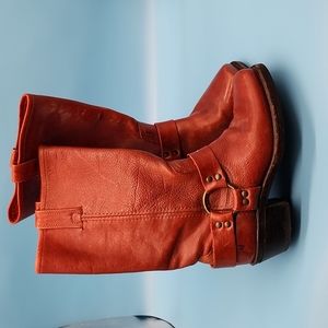 Frye Red Vintage Leather Harness Square Tip Boots Size 7